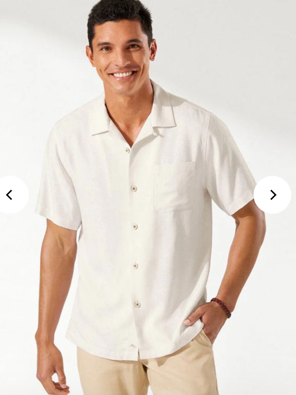 Tommy Bahama Cream Short Sleeve Camp Shirt, size XXL